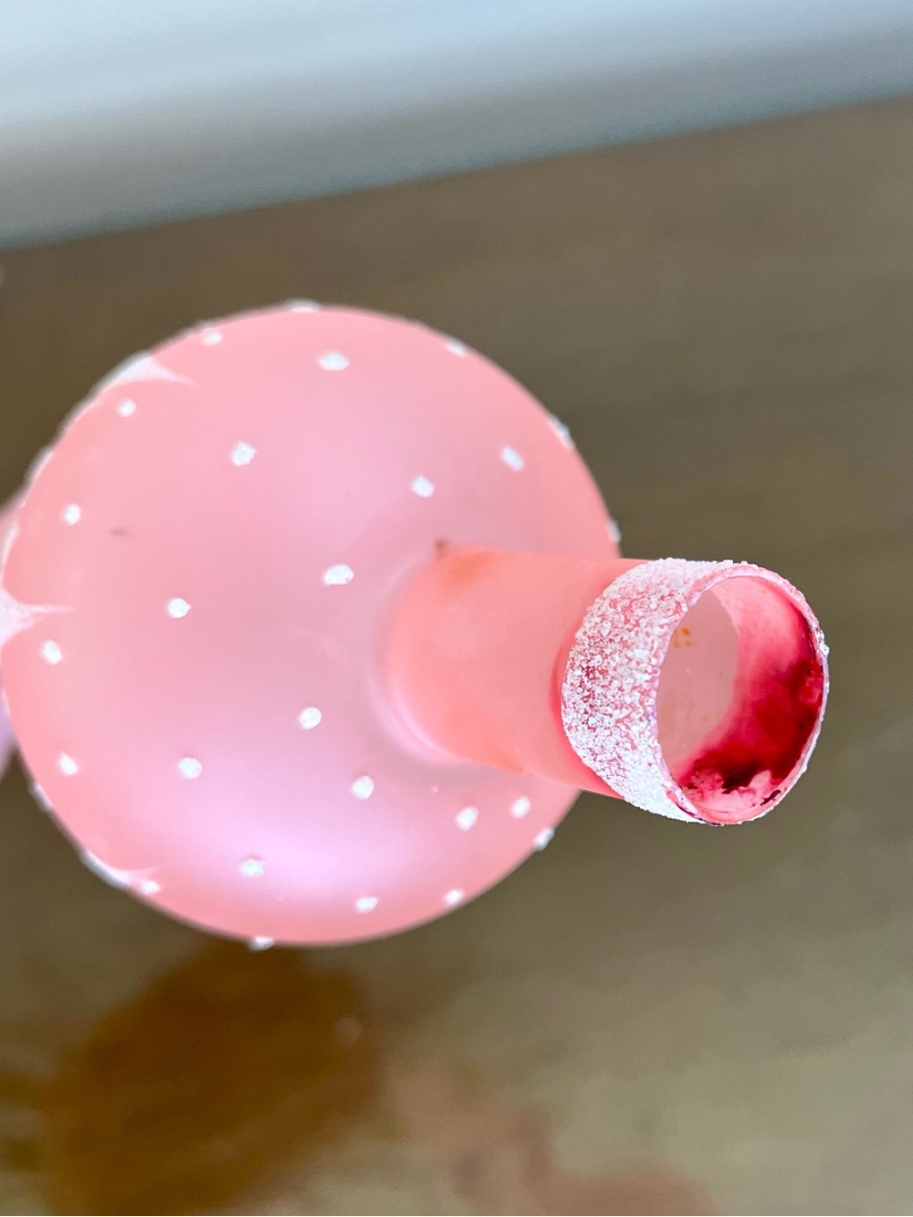 Vintage Christmas Tree Topper Blown Glass Finial Pink-Mica Glitter- WGermany MCM - Picture 10 of 16